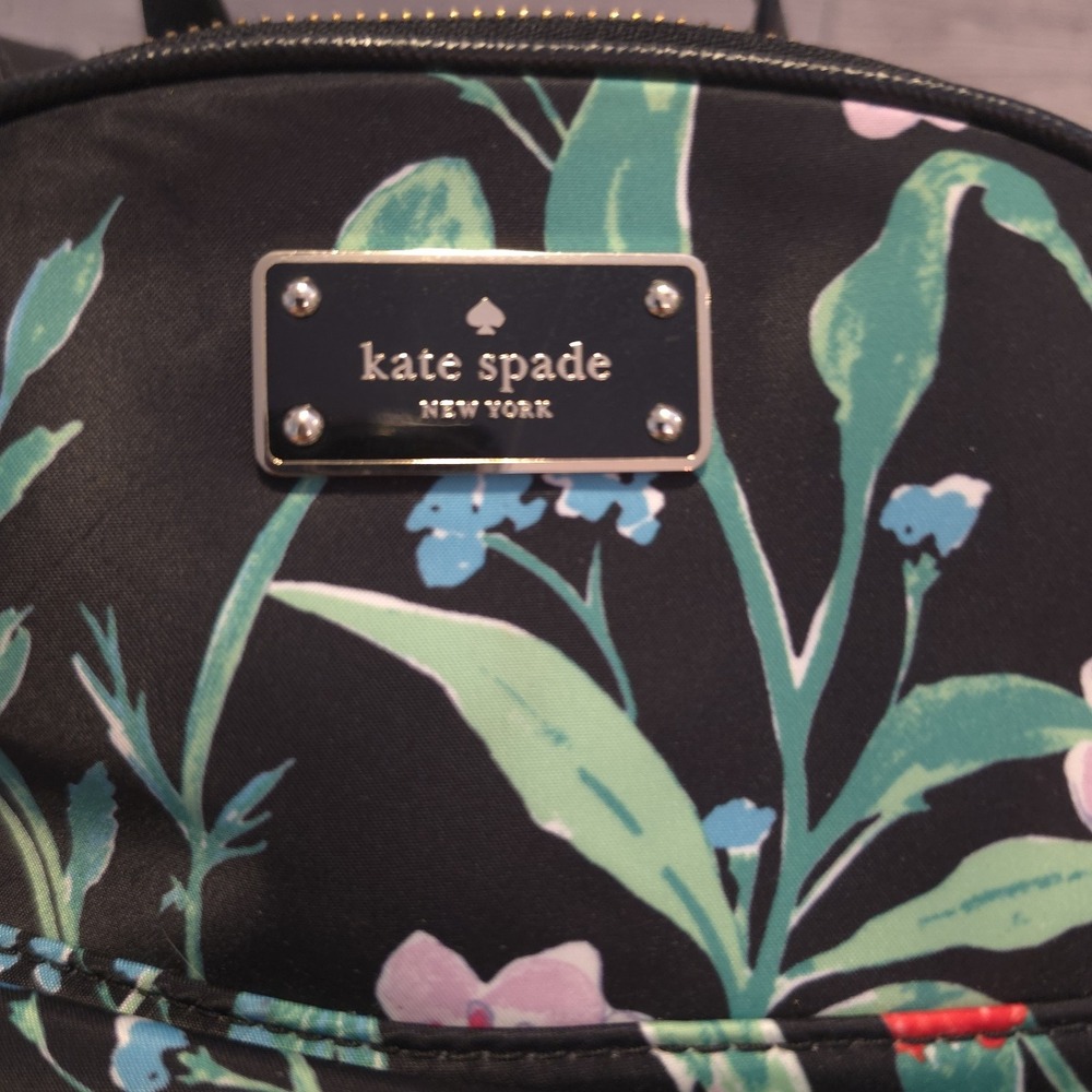Kate Spade Small Backpack Purse Hummingbird Black Floral - Picture 5 of 12